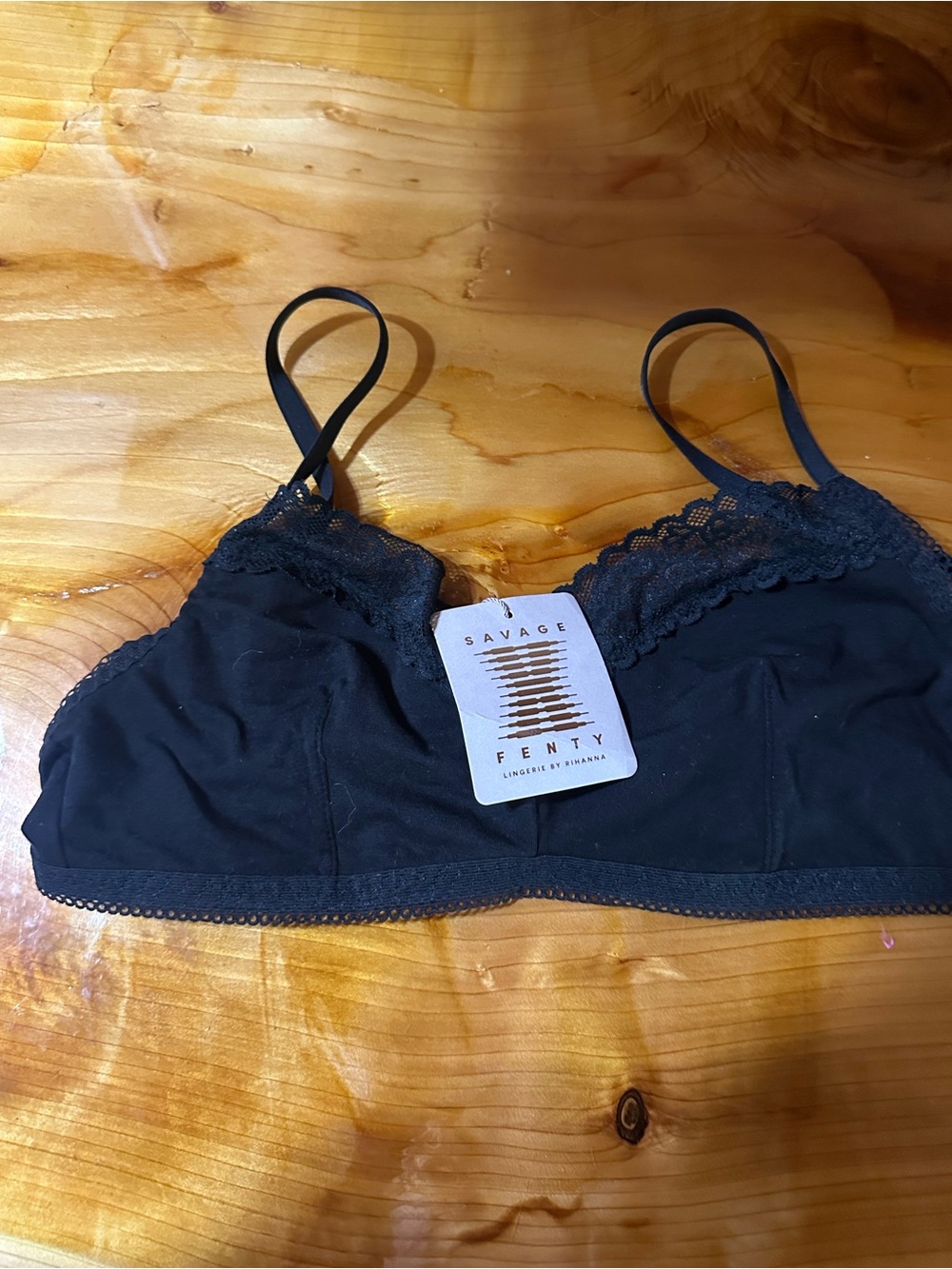 Savage X Fenty Black Lace Bralette with Adjustable Straps